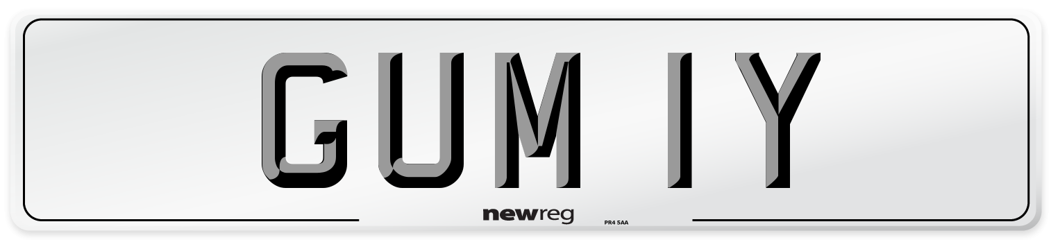 GUM 1Y Front Number Plate