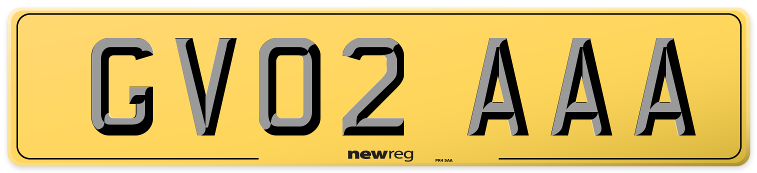 GV02 AAA Rear Number Plate