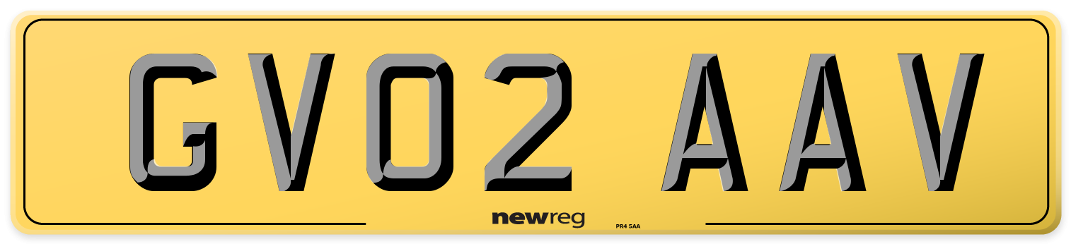 GV02 AAV Rear Number Plate