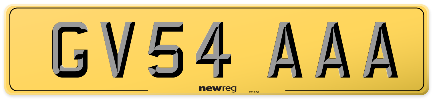 GV54 AAA Rear Number Plate