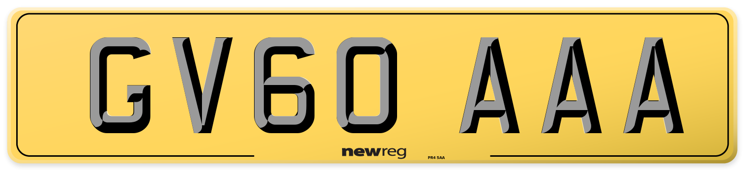 GV60 AAA Rear Number Plate