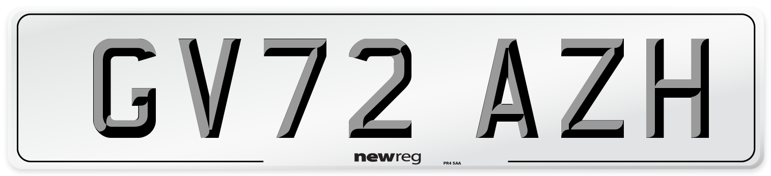 GV72 AZH Front Number Plate