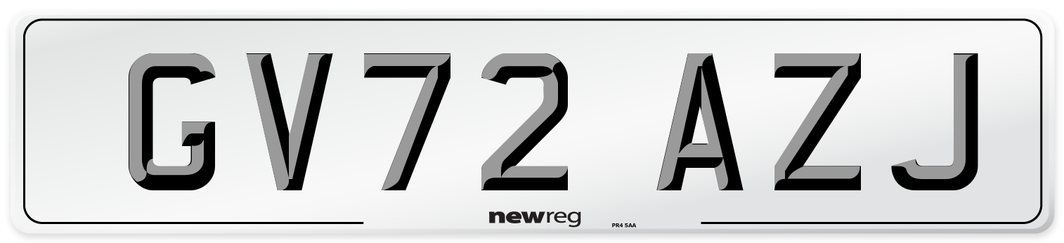 GV72 AZJ Front Number Plate