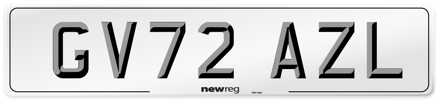 GV72 AZL Front Number Plate