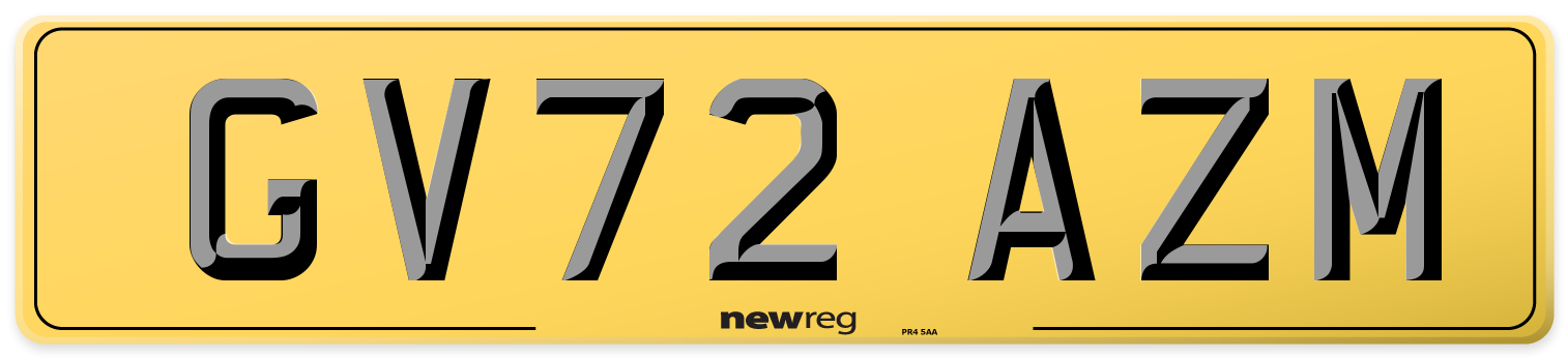 GV72 AZM Rear Number Plate