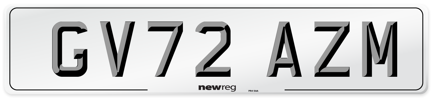 GV72 AZM Front Number Plate