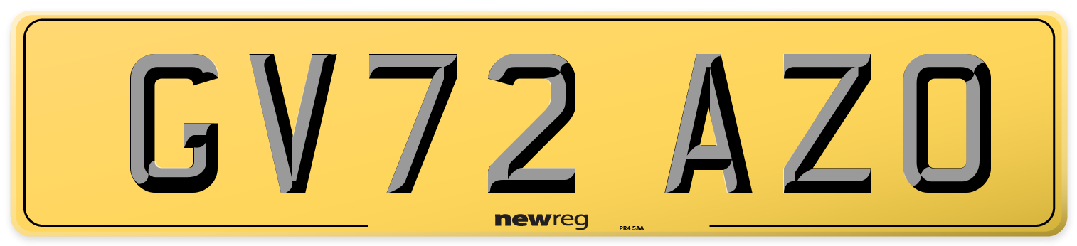 GV72 AZO Rear Number Plate