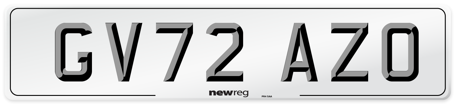 GV72 AZO Front Number Plate