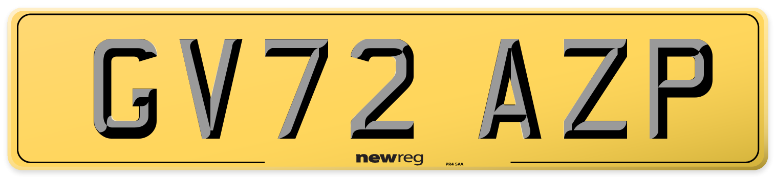 GV72 AZP Rear Number Plate
