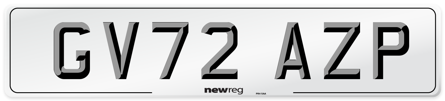 GV72 AZP Front Number Plate