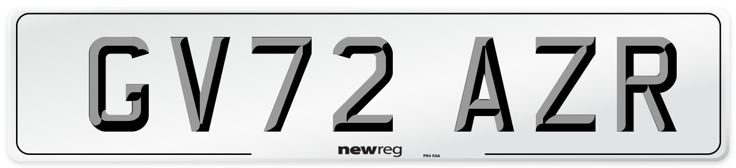 GV72 AZR Front Number Plate