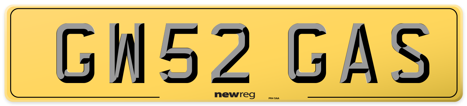 GW52 GAS Rear Number Plate