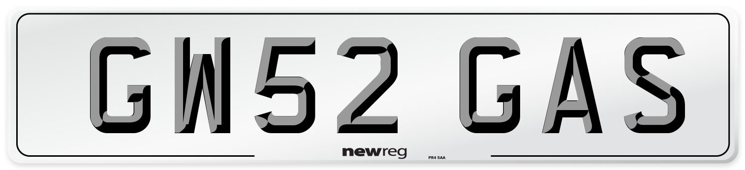 GW52 GAS Front Number Plate