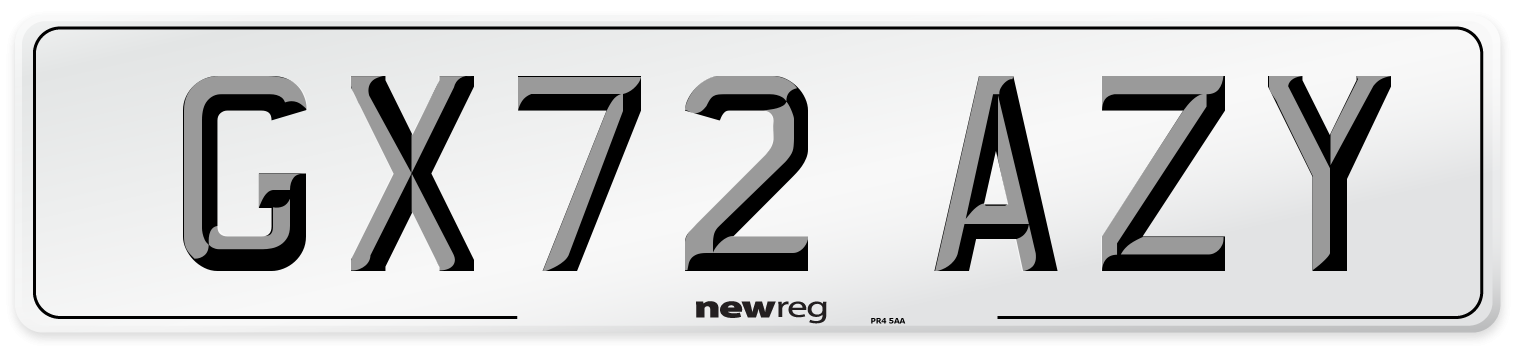 GX72 AZY Front Number Plate