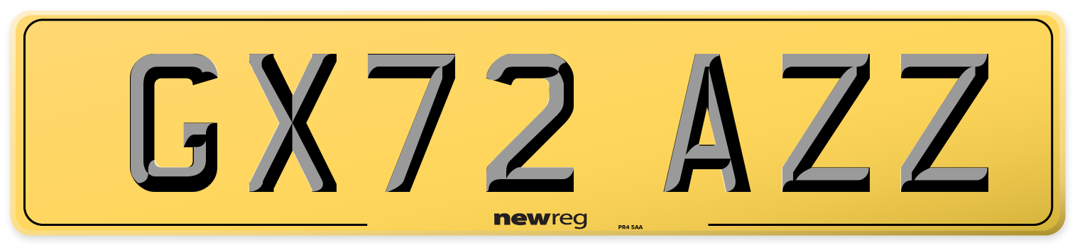 GX72 AZZ Rear Number Plate