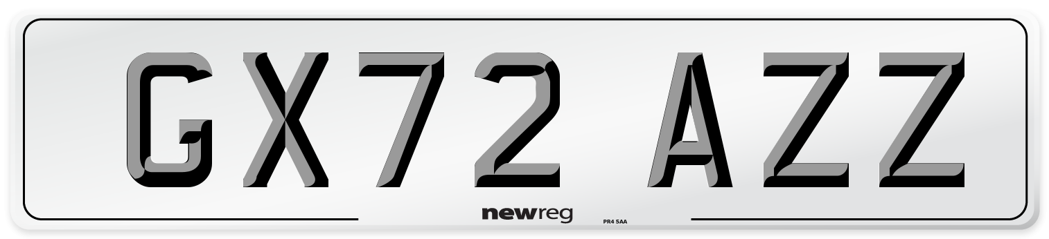GX72 AZZ Front Number Plate