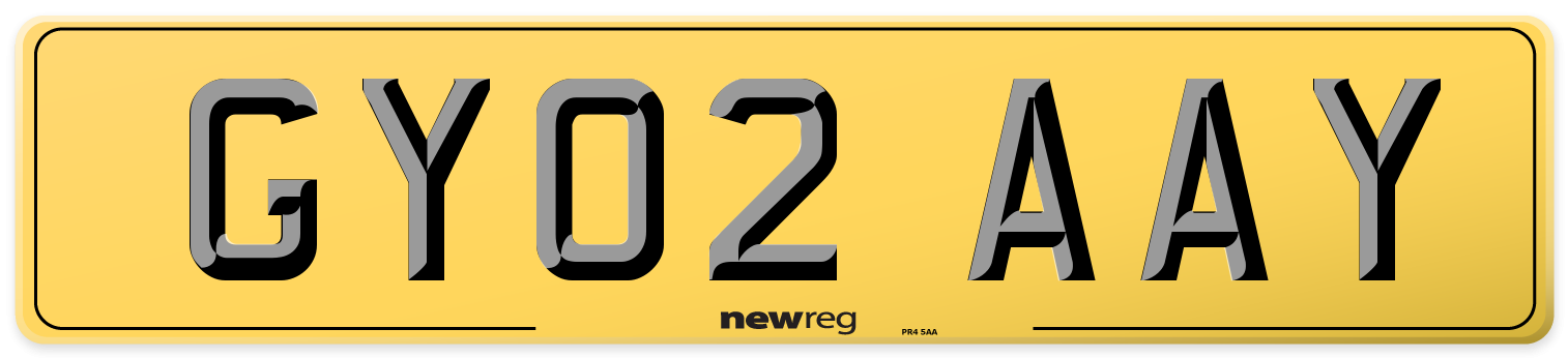 GY02 AAY Rear Number Plate