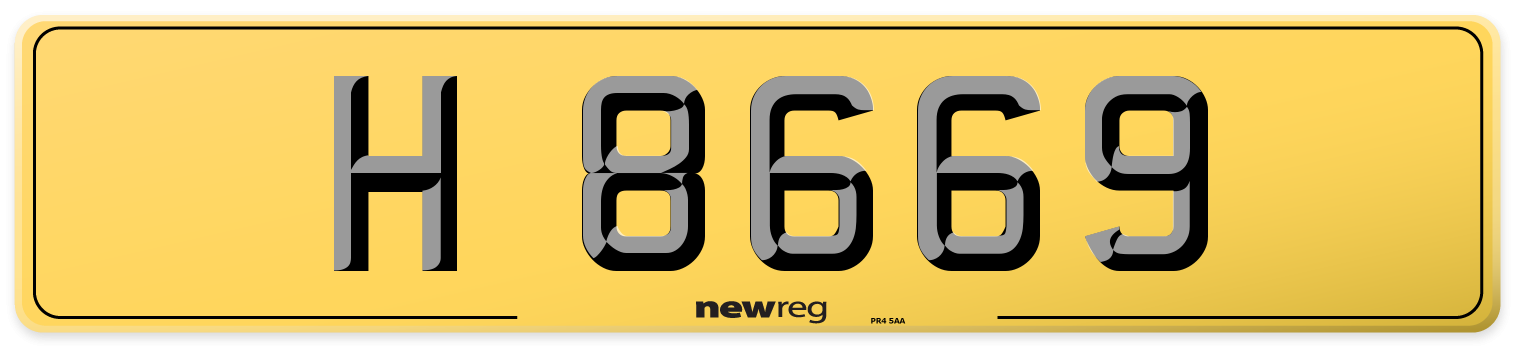 H 8669 Rear Number Plate