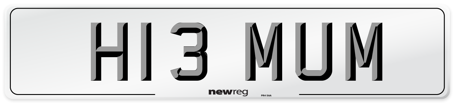 H13 MUM Front Number Plate
