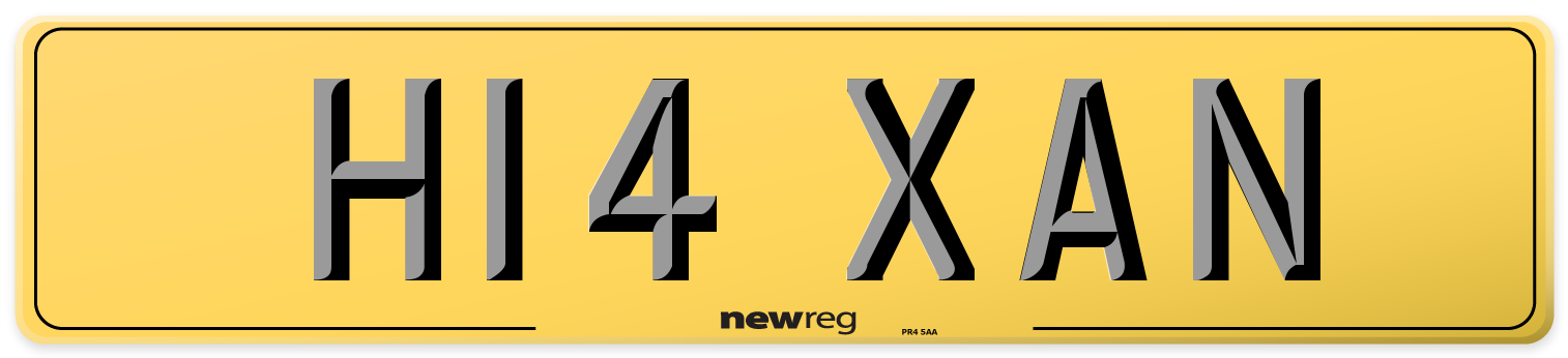 H14 XAN Rear Number Plate