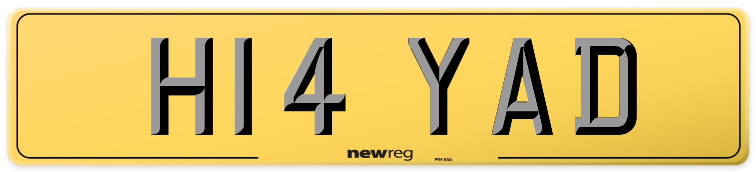 H14 YAD Rear Number Plate