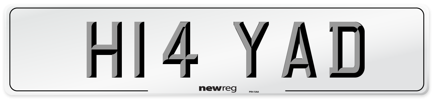 H14 YAD Front Number Plate