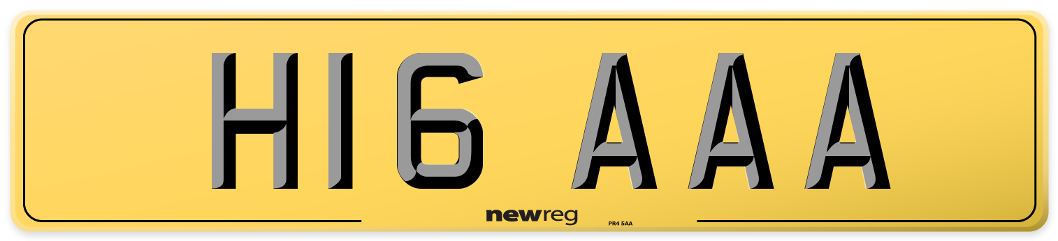 H16 AAA Rear Number Plate