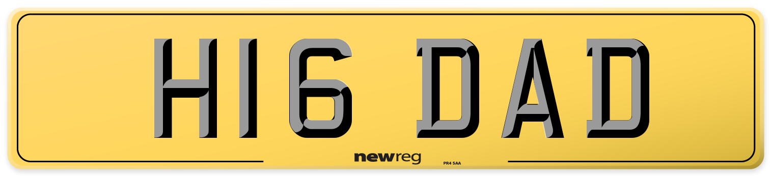 H16 DAD Rear Number Plate