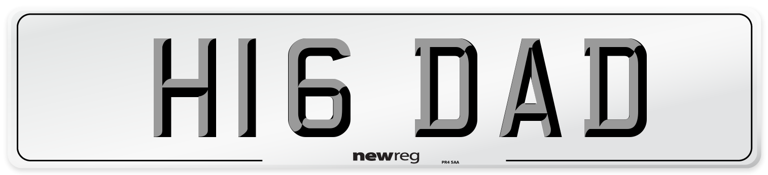H16 DAD Front Number Plate