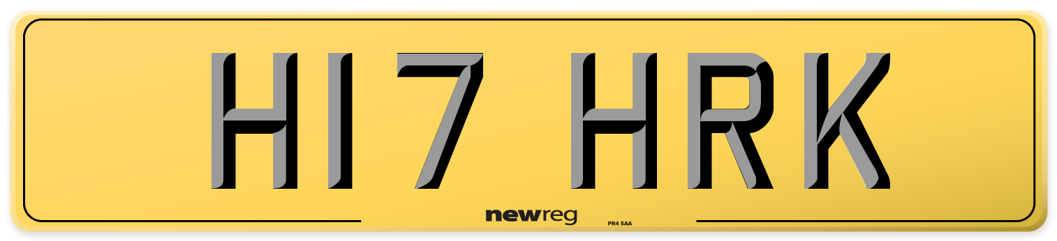 H17 HRK Rear Number Plate