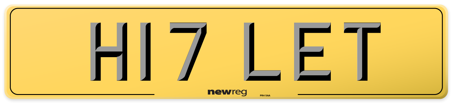 H17 LET Rear Number Plate