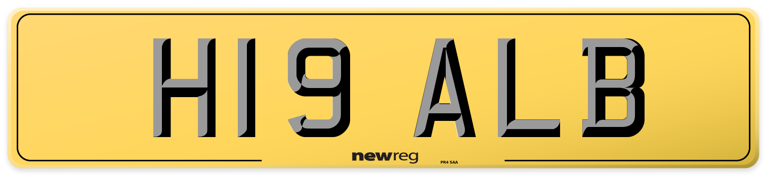 H19 ALB Rear Number Plate