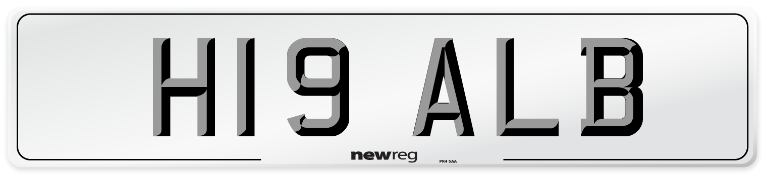 H19 ALB Front Number Plate