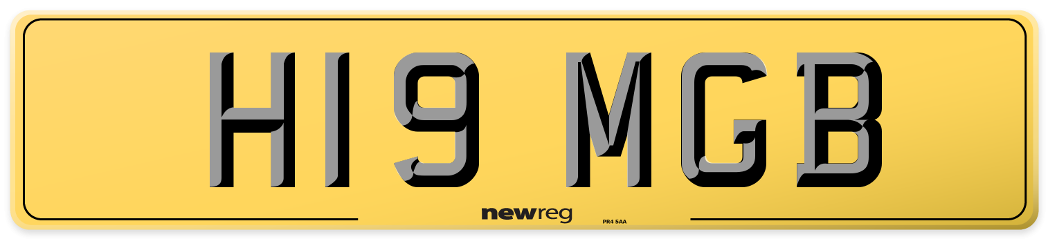 H19 MGB Rear Number Plate