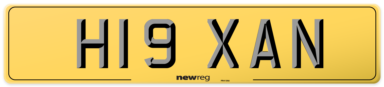 H19 XAN Rear Number Plate