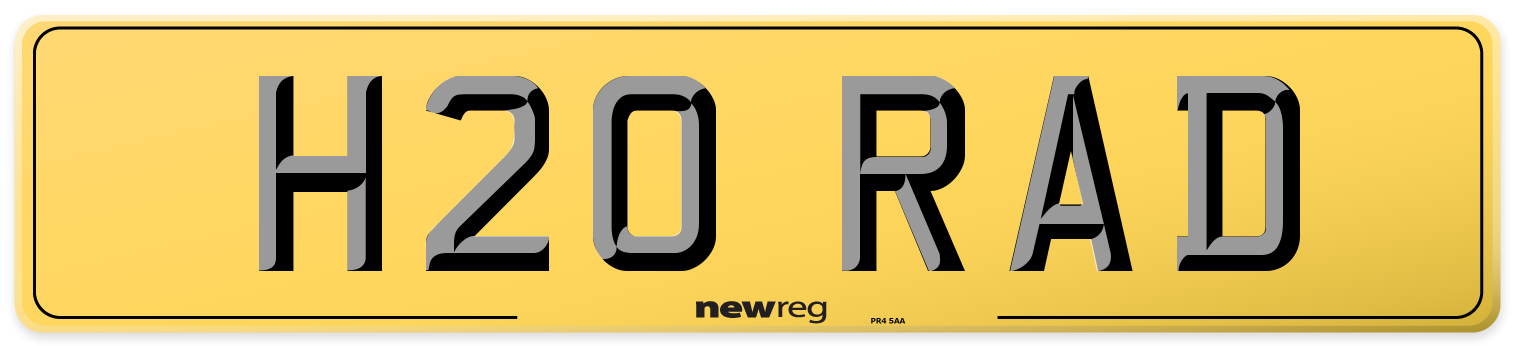 H20 RAD Rear Number Plate