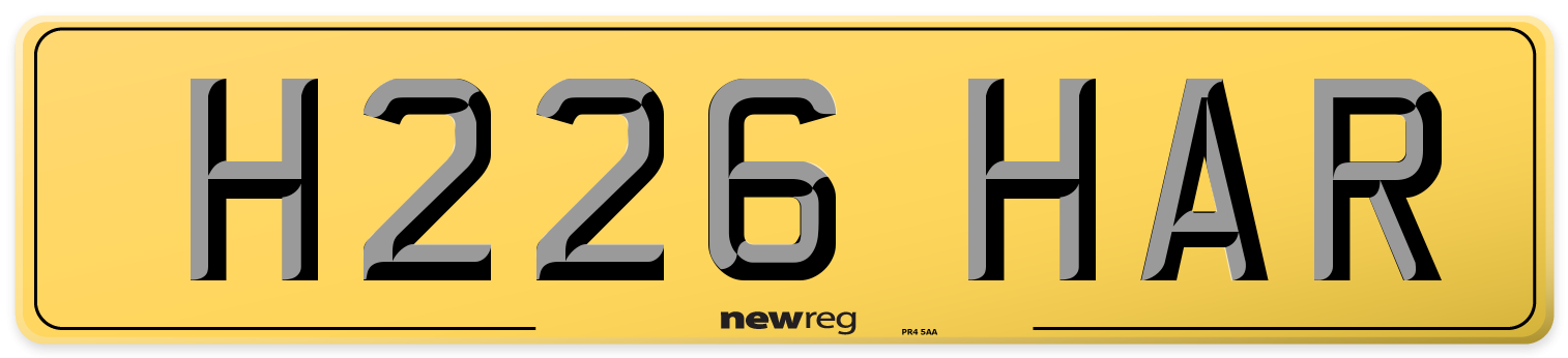 H226 HAR Rear Number Plate