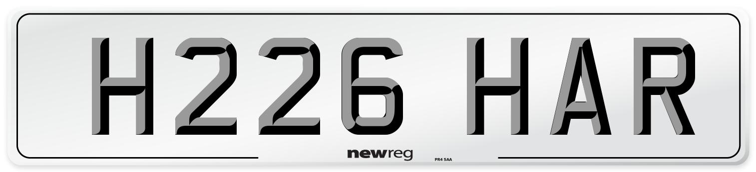 H226 HAR Front Number Plate