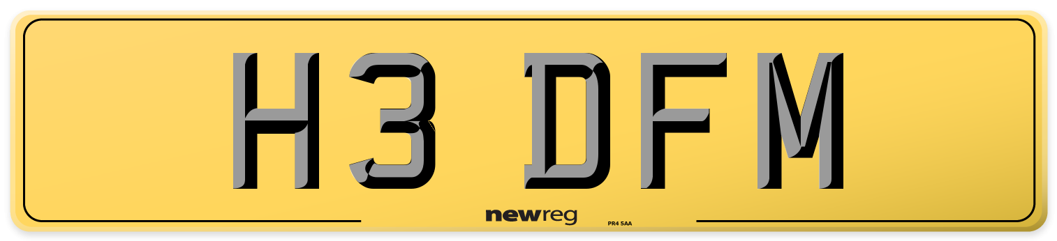 H3 DFM Rear Number Plate