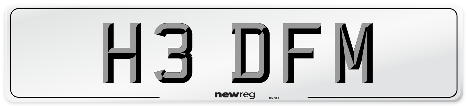 H3 DFM Front Number Plate