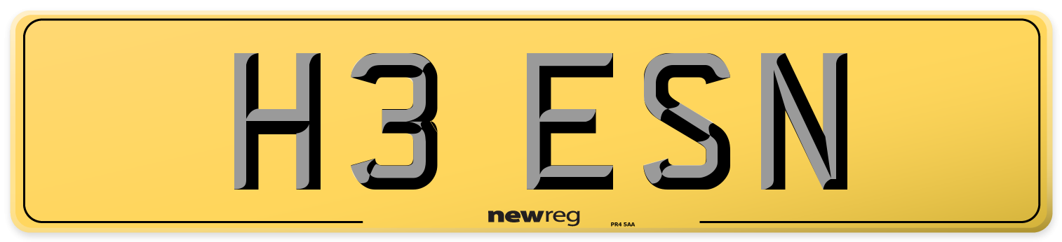 H3 ESN Rear Number Plate