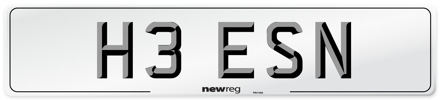 H3 ESN Front Number Plate