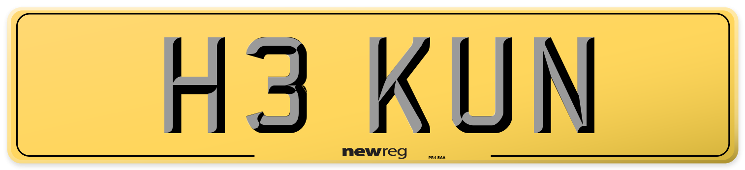 H3 KUN Rear Number Plate