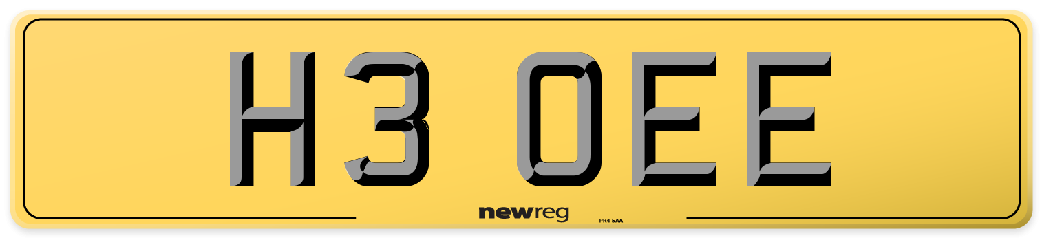 H3 OEE Rear Number Plate