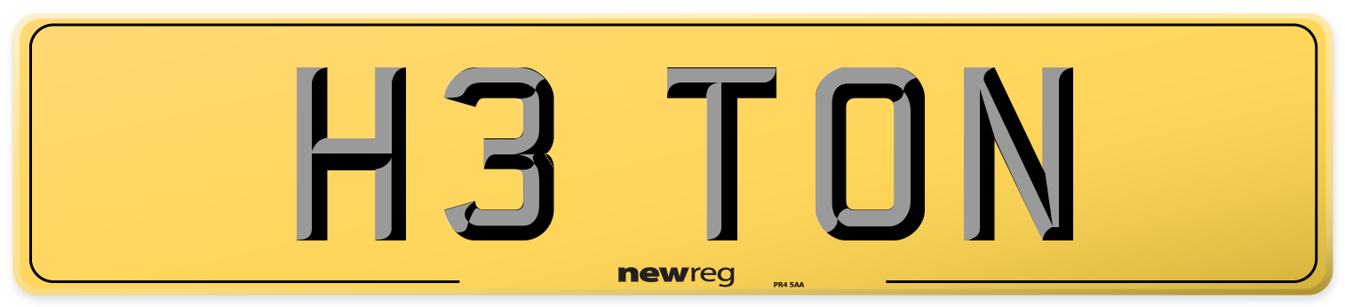 H3 TON Rear Number Plate