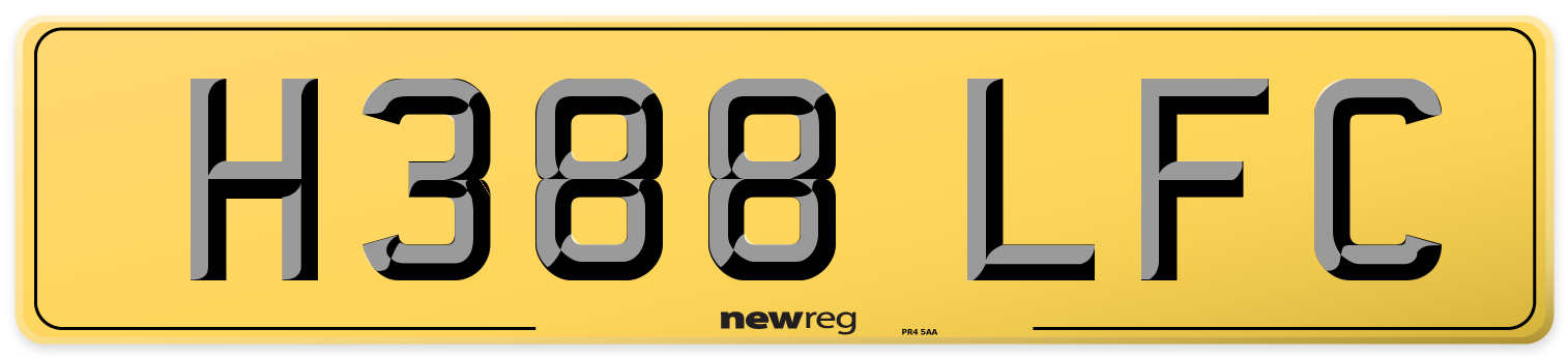 H388 LFC Rear Number Plate