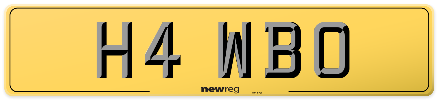 H4 WBO Rear Number Plate
