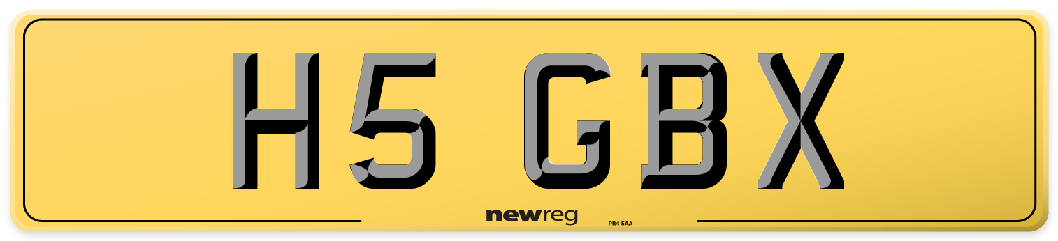 H5 GBX Rear Number Plate