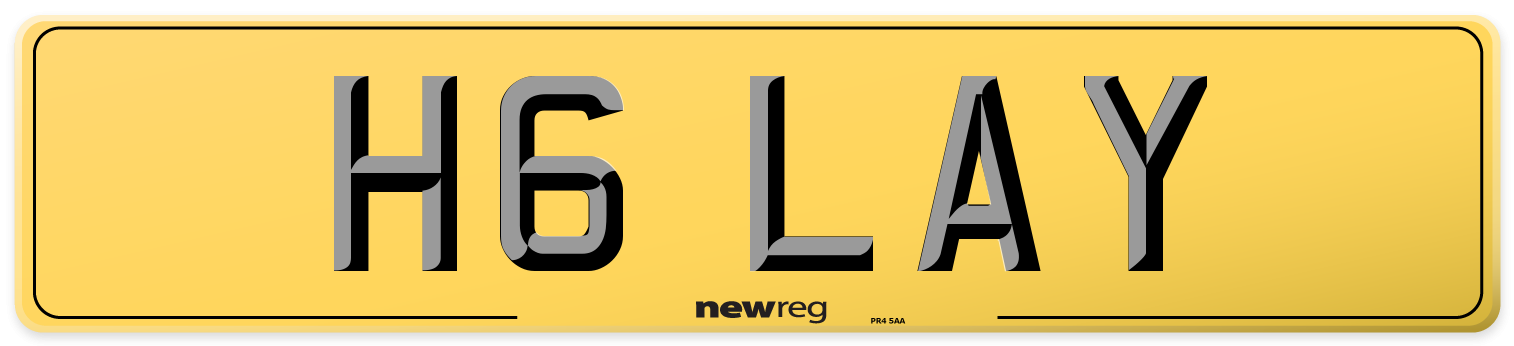 H6 LAY Rear Number Plate