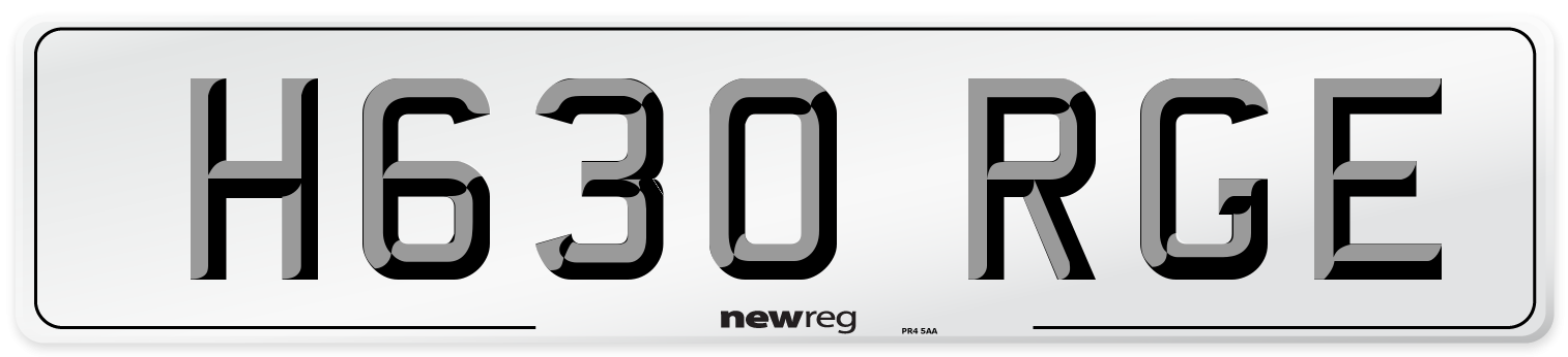 H630 RGE Front Number Plate